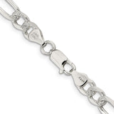 925 Sterling Silver 7mm Pave Flat Figaro Chain 16 Inch