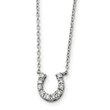Sterling Silver CZ Horse Shoe Necklace QG2032 - shirin-diamonds