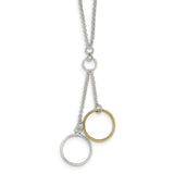 Sterling Silver & Vermeil Polished Fancy Circle Drop Necklace QG2872 - shirin-diamonds