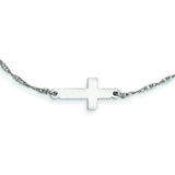 Sterling Silver Small Sideways Cross Necklace QG3469 - shirin-diamonds