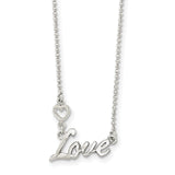 Sterling Silver Polished Love w/Heart Necklace QG3727 - shirin-diamonds