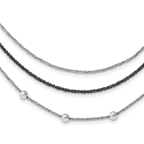 Sterling Silver Ruthenium-plated Fancy w/1.25in ext Necklace QG3777 - shirin-diamonds