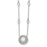 Sterling Silver Polished CZ w/2in. ext. Necklace QG4058 - shirin-diamonds