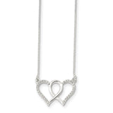 Sterling Silver Polished CZ Double Heart 18in Necklace QG4346 - shirin-diamonds