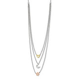 Sterling Silver Rhodium-plate Gold & Rose-tone Sun Moon Star Necklace QG4387 - shirin-diamonds