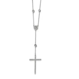 Sterling Silver Rhodium-plated CZ Cross Drop Necklace QG4402 - shirin-diamonds