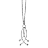 Sterling Silver Rhodium-plated Polished 4 Curved Dangles Necklace QG4523 - shirin-diamonds