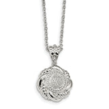 Sterling Silver CZ Textured Round Necklace QG4540 - shirin-diamonds