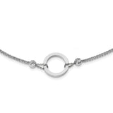 Sterling Silver Rhodium-plated Circle w/Diamond-cut Beads Necklace QG4553 - shirin-diamonds