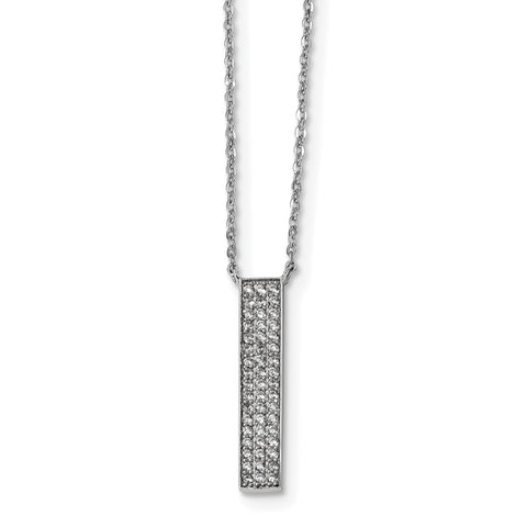 Sterling Silver Rhodium-plated CZ Dangle Necklace QG4631 - shirin-diamonds
