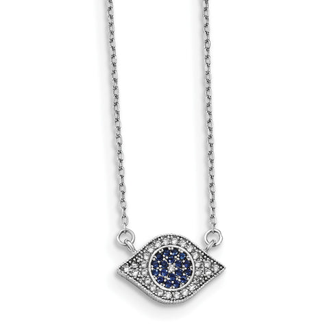 Sterling Silver Rhodium-plated Polished CZ Eye 17 inch Necklace QG4672 - shirin-diamonds