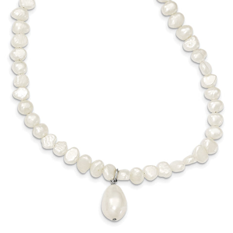 Sterling Silver FW Cultured Pearl Drop 18in Necklace QH2464 - shirin-diamonds
