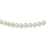 Sterling Silver Rhodium  6-7mm White Freshwater Cultured Pearl Necklace QH4726 - shirin-diamonds