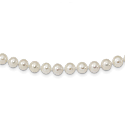 Sterling Silver Rhodium  6-7mm White Freshwater Cultured Pearl Necklace QH4726 - shirin-diamonds