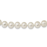 Sterling Silver Rhodium  8-9mm White Freshwater Cultured Pearl Necklace QH4728 - shirin-diamonds