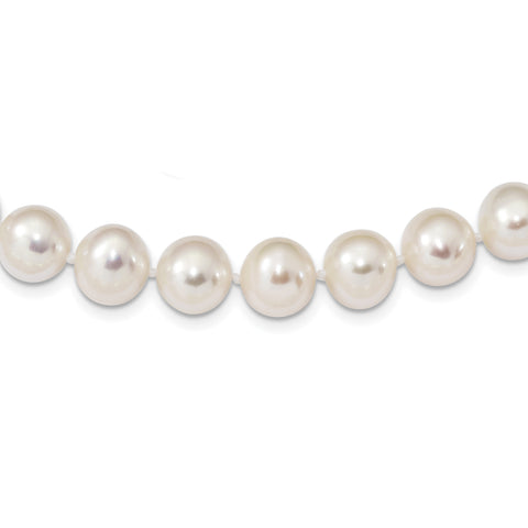 Sterling Silver Rhodium  9-10mm White FW Cultured Pearl Necklace QH4729 - shirin-diamonds