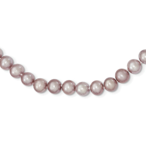 Sterling Silver Rhodium-plated 7-8mm Purple FWC Pearl Necklace QH4759 - shirin-diamonds