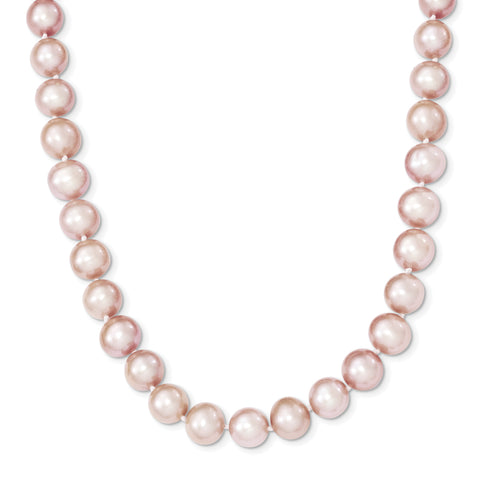 Sterling Silver 9-10mm Pink FW Cultured Pearl Necklace QH4761 - shirin-diamonds