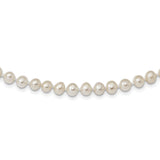 Sterling Silver Rhodium  5-6mm White FW Cultured Pearl Necklace QH4769 - shirin-diamonds