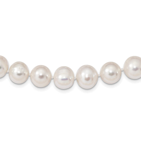 Sterling Silver Rhodium-plated 10-11mm White FWC Pearl Necklace QH4828 - shirin-diamonds