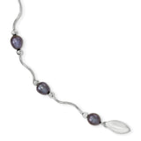 Sterling Silver 6-7mm Black FW Cultured Pearl Necklace QH4854 - shirin-diamonds