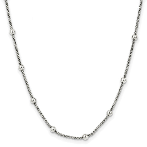 Sterling Silver Polished Necklace QH4954 - shirin-diamonds