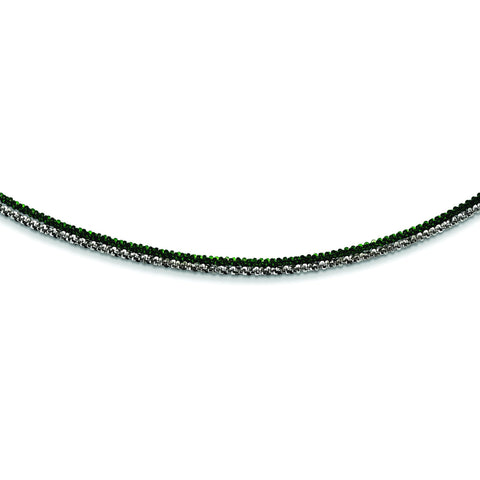 Sterling Silver Rhodium & Green Plated 2 Strand Adj. 18-20 Inch Necklace QH5109 - shirin-diamonds