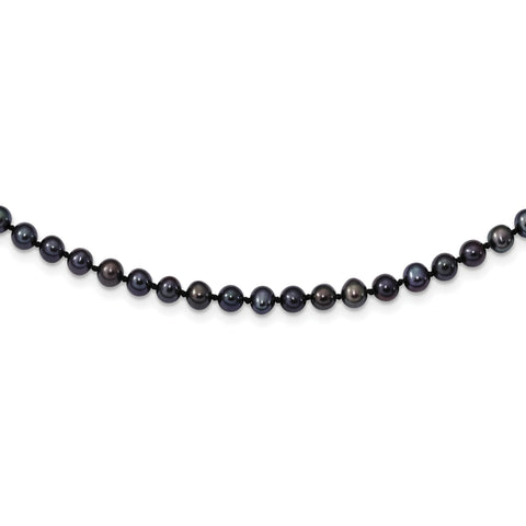Sterling Silver Rhod-plated 4-5mm Black Egg Shape FWC Pearl Necklace QH5152 - shirin-diamonds