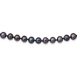 Sterling Silver Rhod-plated 7-8mm Black FW Cultured Pearl Necklace QH5155 - shirin-diamonds