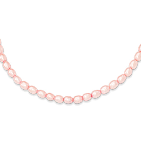 Sterling Silver Pink 4-4.5mm FW Cultured Pearl Necklace QH5280 - shirin-diamonds