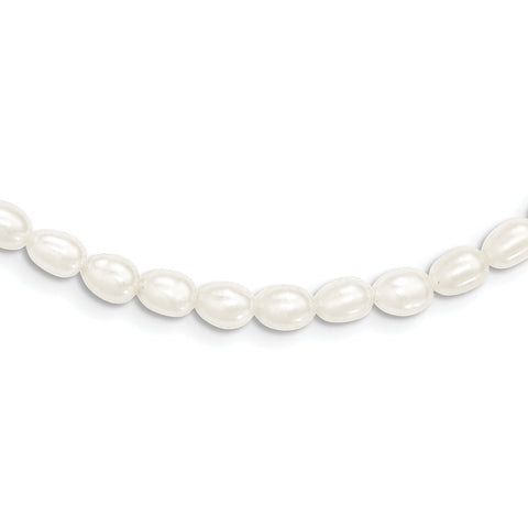 Sterling Silver White 4-4.5mm FW Cultured Pearl Necklace QH5281 - shirin-diamonds