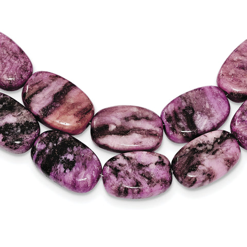 Sterling Silver Charoite, Jade, Pink and Purple Jasper w/2in ext Necklace QH5293 - shirin-diamonds