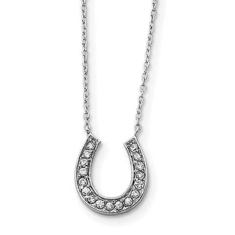 Sterling Silver Horseshoe 18 IN CZ Necklace QH777 - shirin-diamonds