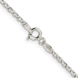 925 Sterling Silver 2mm 8 Side Diamond-cut Cable Chain 18 Inch