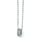 Sterling Silver & CZ Brilliant Embers Polished Circle w/1in ext. Necklace QMP1070 - shirin-diamonds