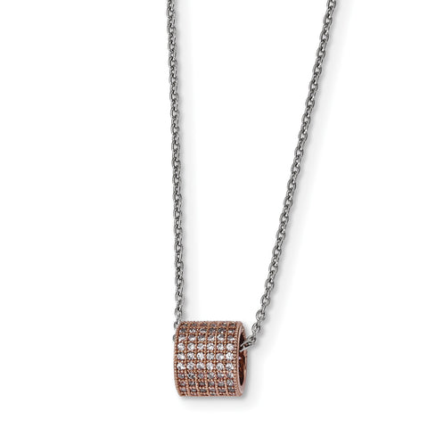 Sterling Silver Rose Gold-plated CZ Brilliant Embers Necklace QMP1076 - shirin-diamonds