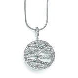Sterling Silver & CZ Brilliant Embers Polished Fancy Round Necklace QMP127 - shirin-diamonds