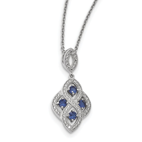 Sterling Silver & CZ Brilliant Embers Polished Necklace QMP1336 - shirin-diamonds