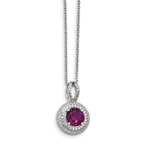 Sterling Silver & CZ Brilliant Embers Circle Necklace QMP1346 - shirin-diamonds
