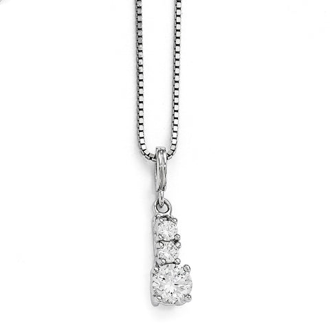 Sterling Silver & CZ Brilliant Embers 3 Stone Necklace QMP1353 - shirin-diamonds