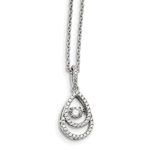 Sterling Silver & Vibrant CZ Brilliant Embers Necklace QMP1397 - shirin-diamonds
