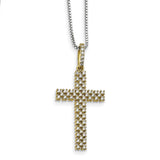 Sterling Silver Gold-tone & CZ Cross Brilliant Embers Necklace QMP1417 - shirin-diamonds