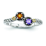 Sterling Silver & 14k Two-stone and Diamond Mother's Ring Semi-Mount QMR27/2 - shirin-diamonds