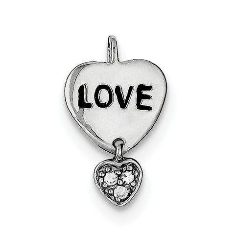 Sterling Silver Rhodium Plated Love CZ Heart Pendant QP1245 - shirin-diamonds
