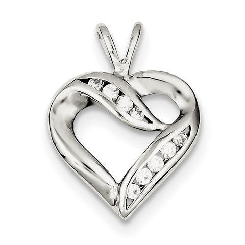 Sterling Silver CZ Heart Pendant QP1340 - shirin-diamonds