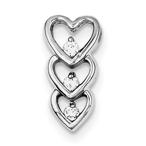 Sterling Silver Rhodium Plated CZ Multi Hearts Slide Pendant QP2801 - shirin-diamonds