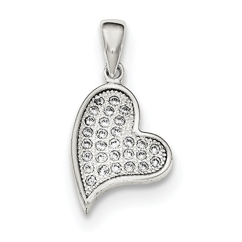 Sterling Silver CZ Heart Pendant QP4445 - shirin-diamonds