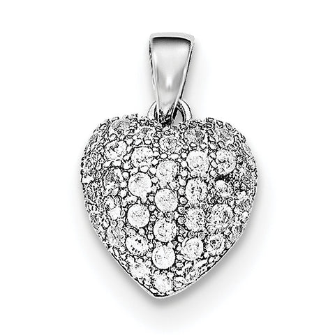 Sterling Silver Rhodium-plated CZ Micro pav‚ Heart Pendant QP4446 - shirin-diamonds