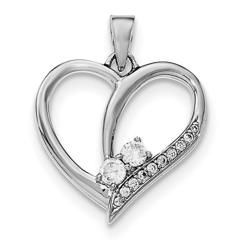 Sterling Silver Rhodium-plated CZ Heart Pendant QP4456 - shirin-diamonds