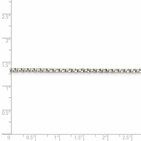 925 Sterling Silver 2.25mm Twisted Box Chain 24 Inch